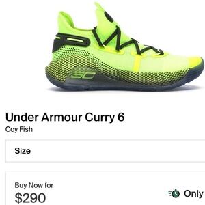 Under Armour Curry 6 Neon Yellow Athletic Shoes Youth 4.5